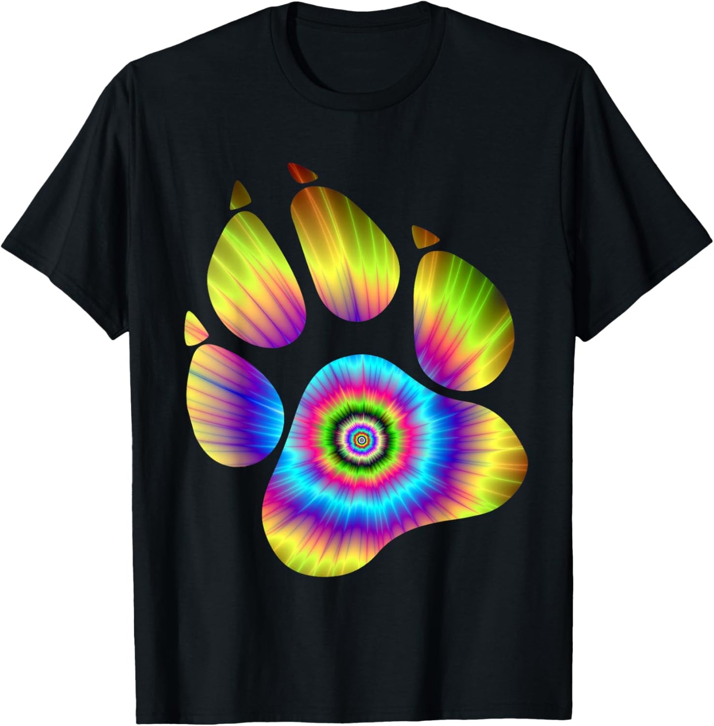 Tie Dye Animal Shirt Cat Dog Paw Print Shirt For Pet Lover Women Girls Kids T-Shirt - T-Shirt | Black
