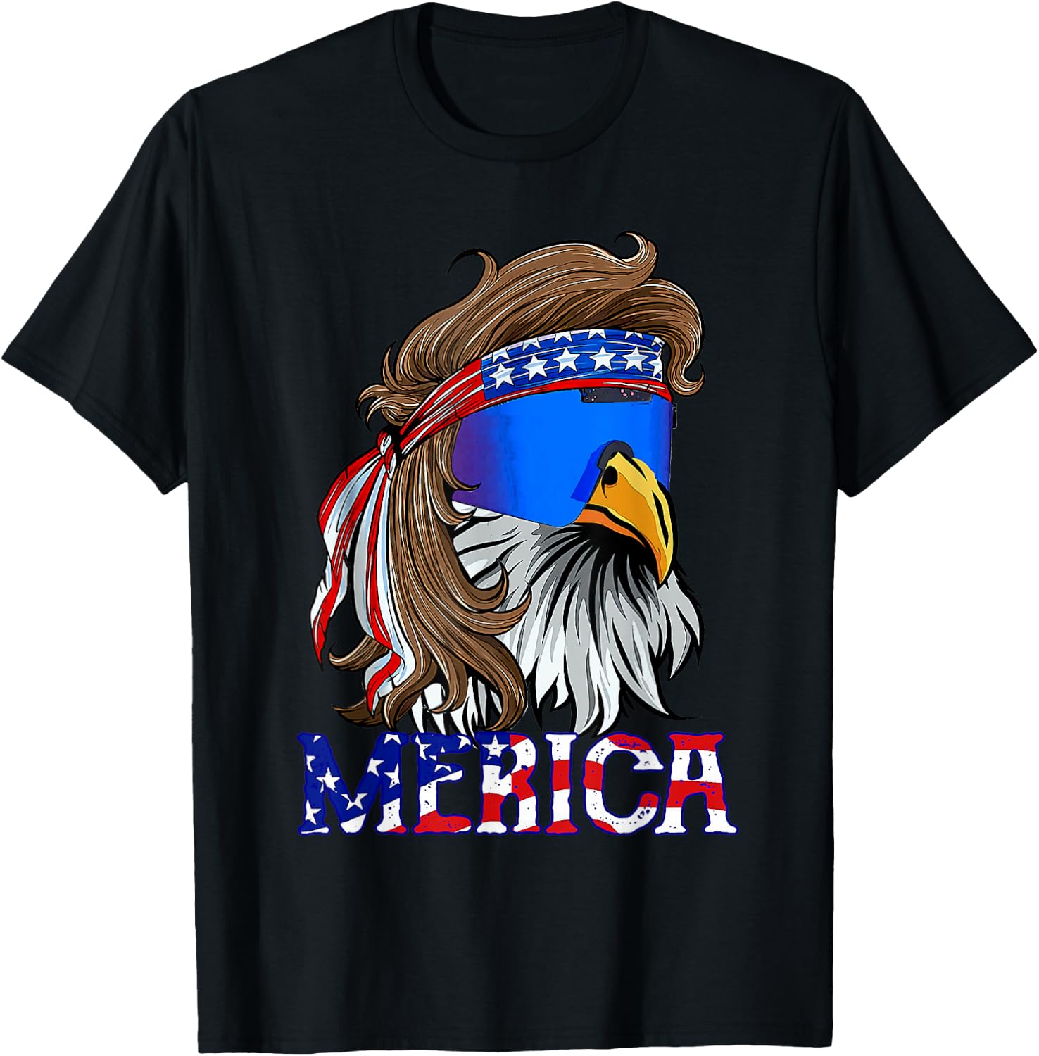 Eagle Mullet Sunglasses Merica 4th Of July USA American Flag Women Kids Men T-Shirt - T-Shirt | Black