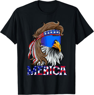 Eagle Mullet Sunglasses Merica 4th Of July USA American Flag Women Kids Men T-Shirt - T-Shirt | Black