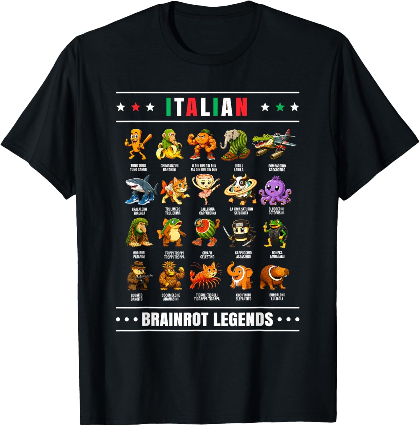 Italian Brain Rot Italian Brainrot Shirts Funny Memes T-Shirt - T-Shirt | Black