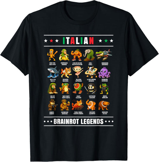 Italian Brain Rot Italian Brainrot Shirts Funny Memes T-Shirt - T-Shirt | Black