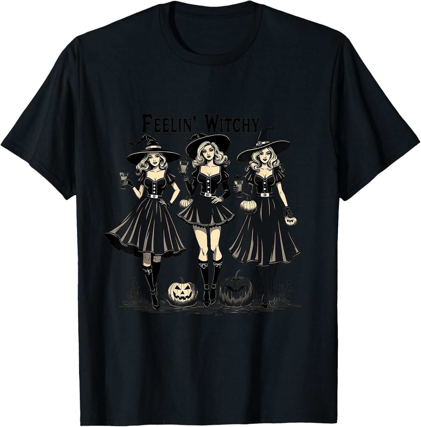 Feelin' Witchy Halloween Women T-Shirt - T-Shirt | Black