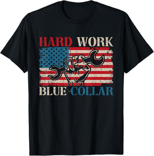 American Roughneck Mechanic Blue Collar Worker T-Shirt - T-Shirt | Black