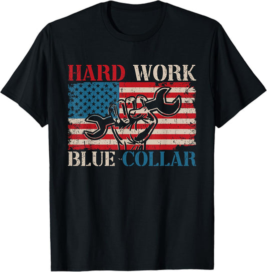 American Roughneck Mechanic Blue Collar Worker T-Shirt - T-Shirt | Black
