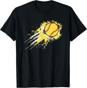 Softball Player Vintage Softball Lover Men Boys Kids T-Shirt - T-Shirt | Black