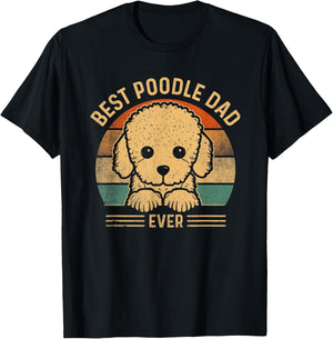 Best Poodle Dad Ever Retro Poodle Dad Fathers Day T-Shirt - T-Shirt | Black
