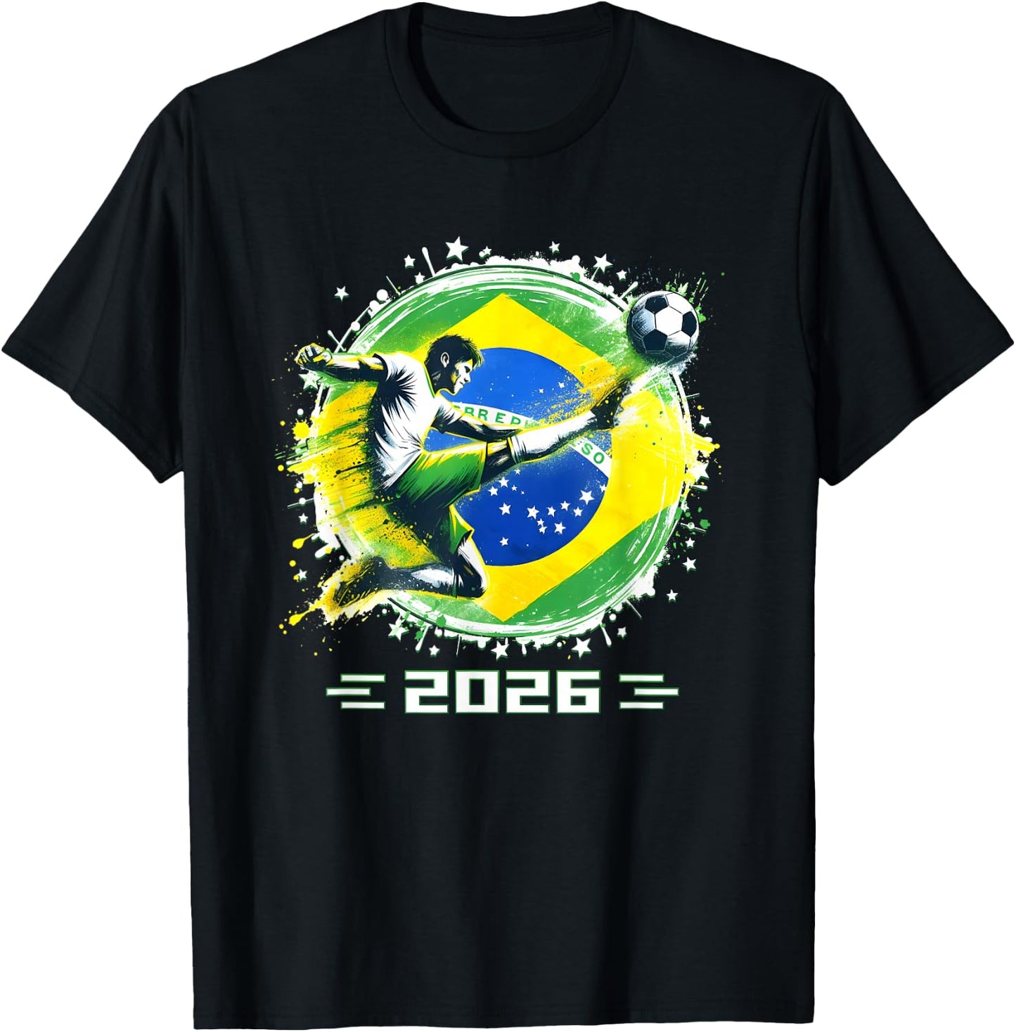Brazil Player Sports Vintage Men Boys Brasil 2026 T-Shirt - T-Shirt | Black