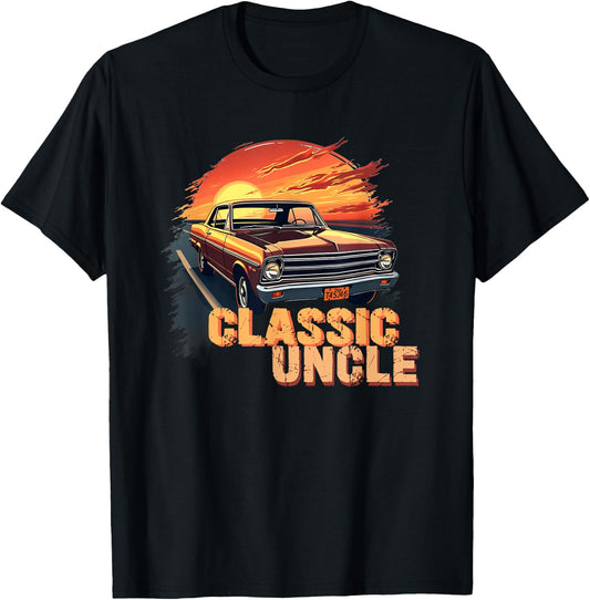 Funny Uncle Classic Car Uncle Saying T-Shirt - T-Shirt | Black