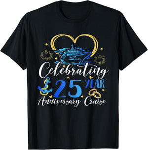 Celebrating 25 Years Anniversary Cruise 25th Anniversary T-Shirt - T-Shirt | Black
