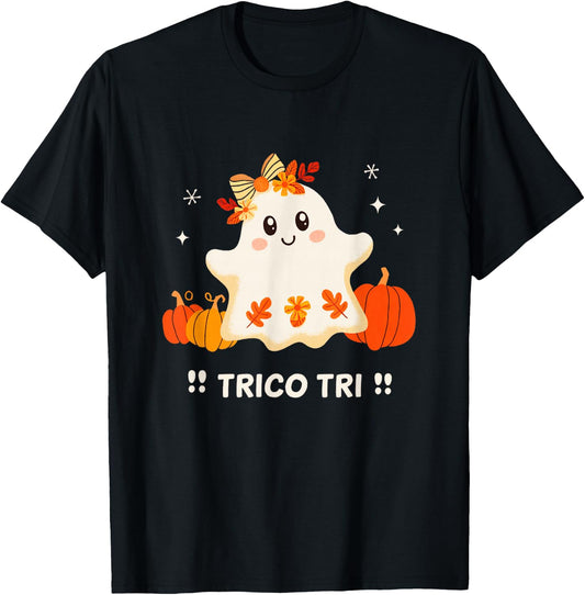 Trico Tri Cute Halloween Spooky Mexican Ghost Spanglish T-Shirt - T-Shirt | Black