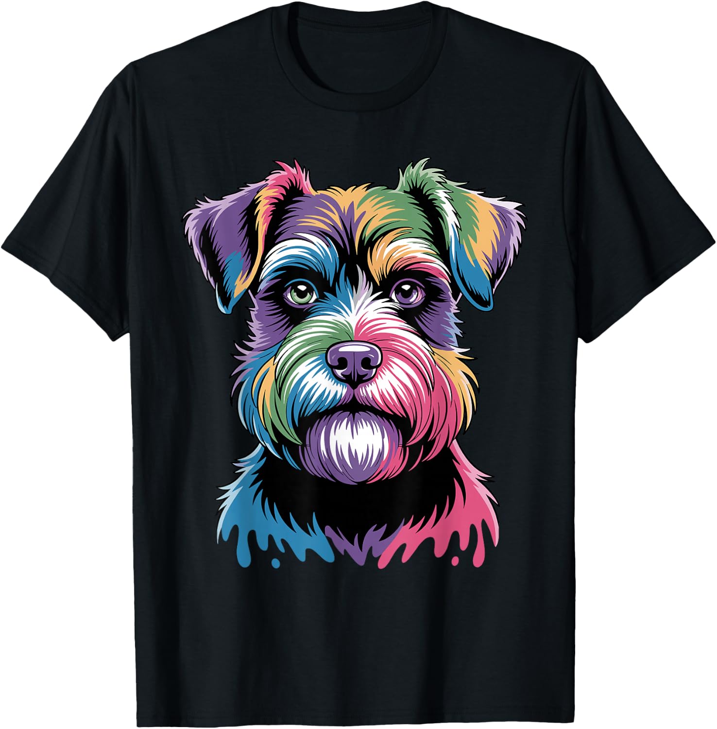 Cool Schnauzer Art Women Miniature Schnauzer Lover T-Shirt - T-Shirt | Black