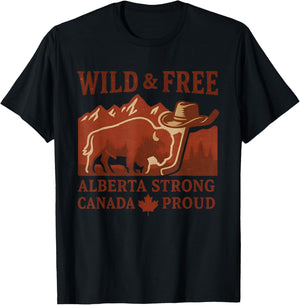 Wild And Free Alberta Strong Canada Day Pride T-Shirt - T-Shirt | Black