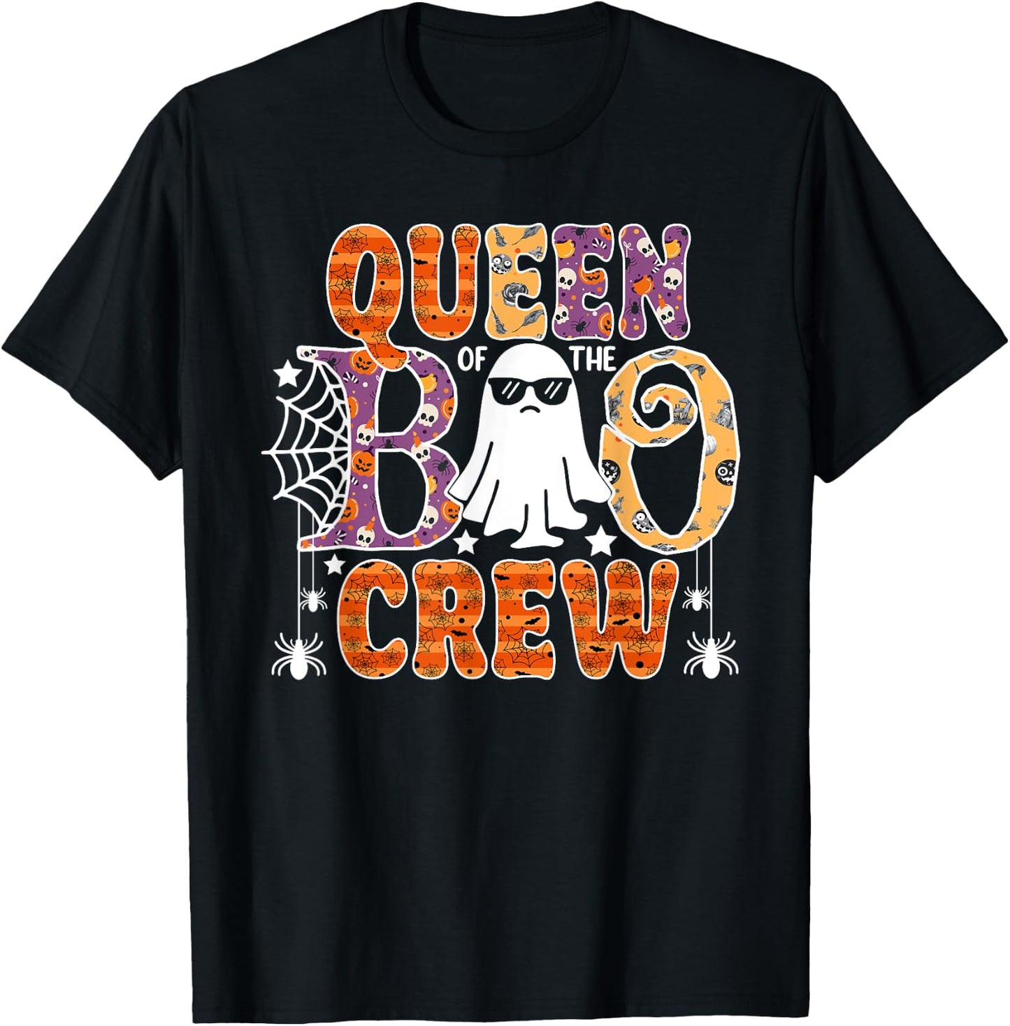 Queen Of The Boo Crew Funny Halloween Family Matching T-Shirt - T-Shirt | Black