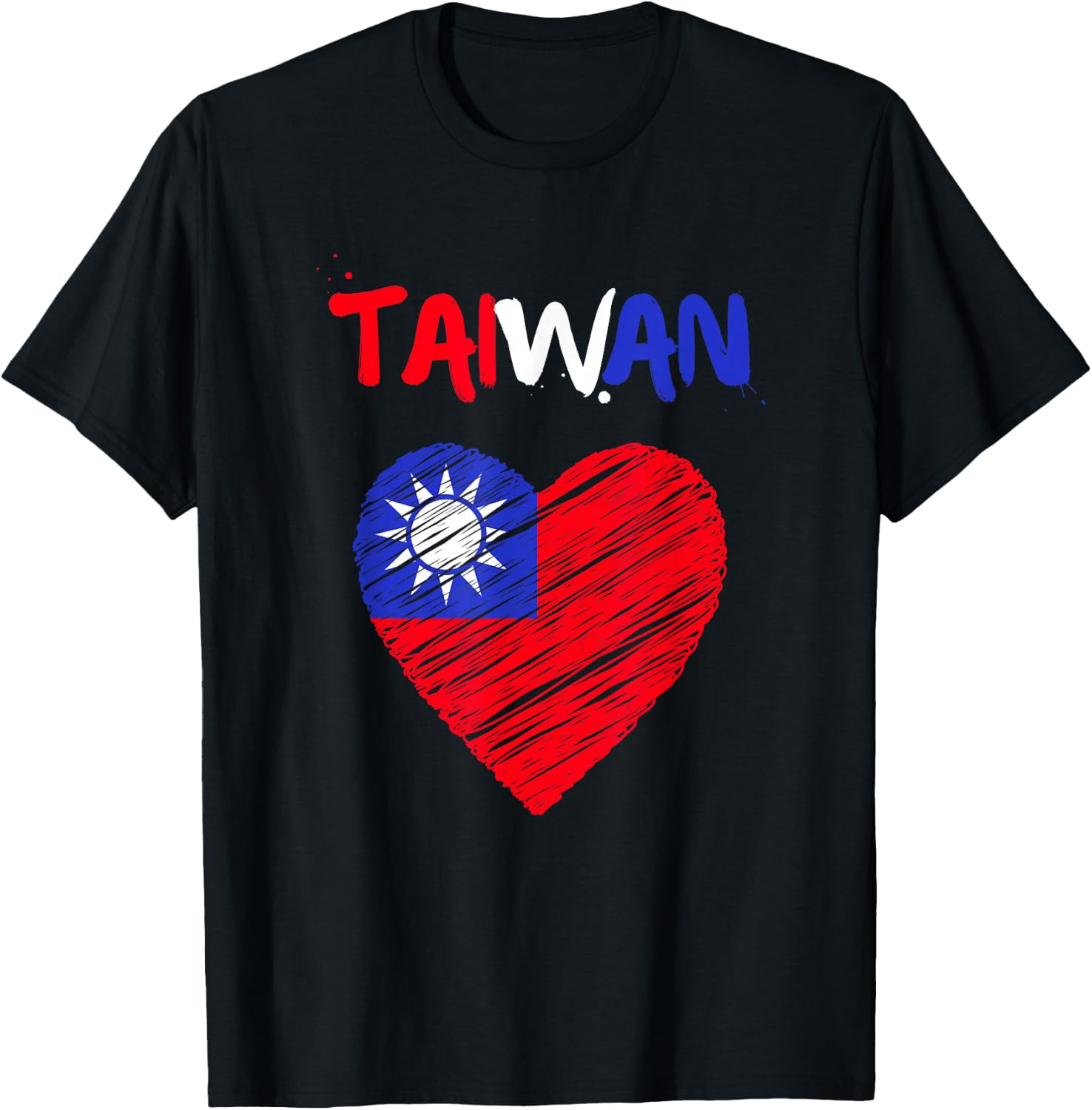 Taiwan Flag Holiday Taiwan Heart Taiwanese Flag T-Shirt - T-Shirt | Black