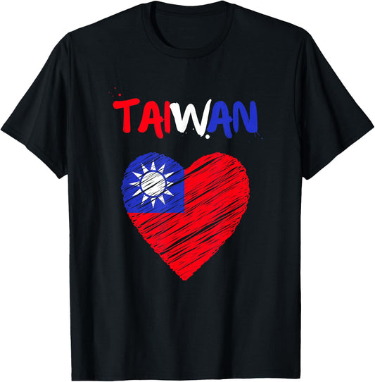 Taiwan Flag Holiday Taiwan Heart Taiwanese Flag T-Shirt - T-Shirt | Black