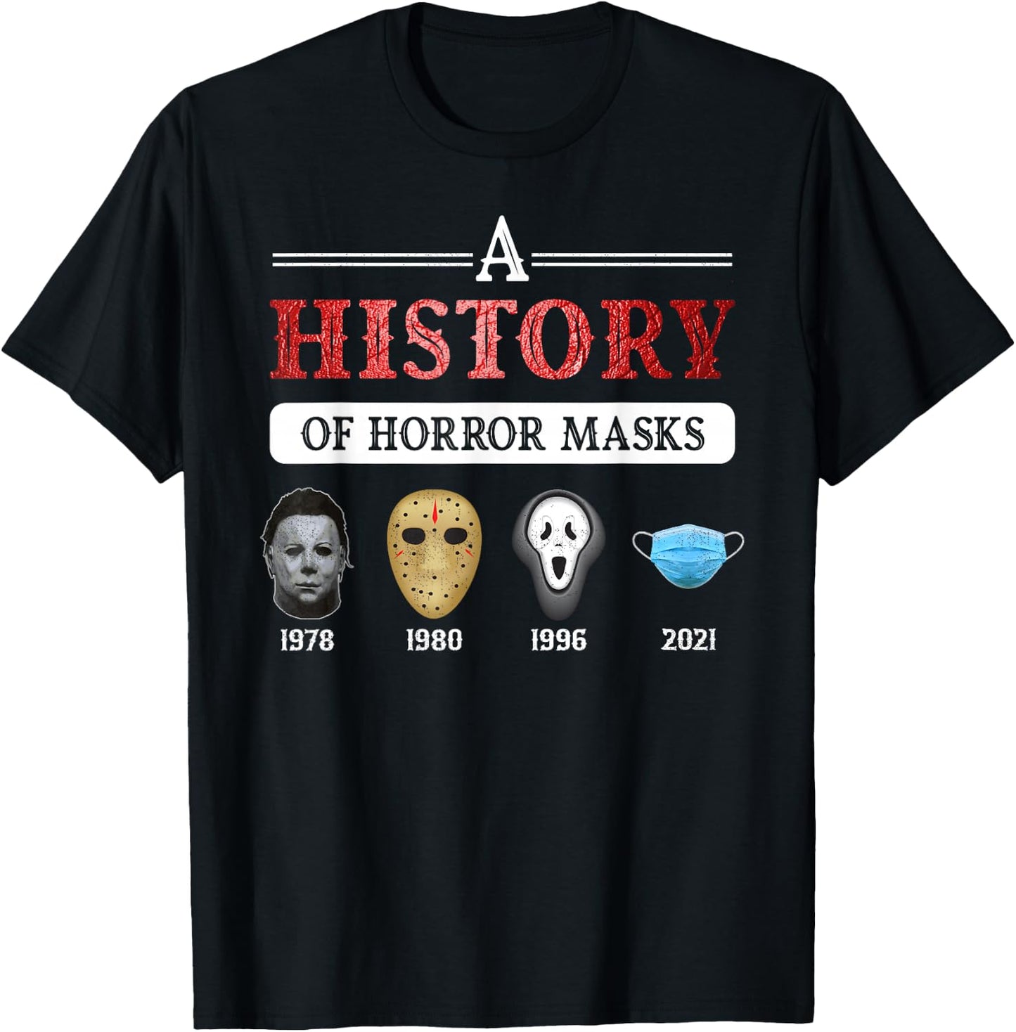 True Crime & Serial Killer A History Of Horror Masks T-Shirt - T-Shirt | Black