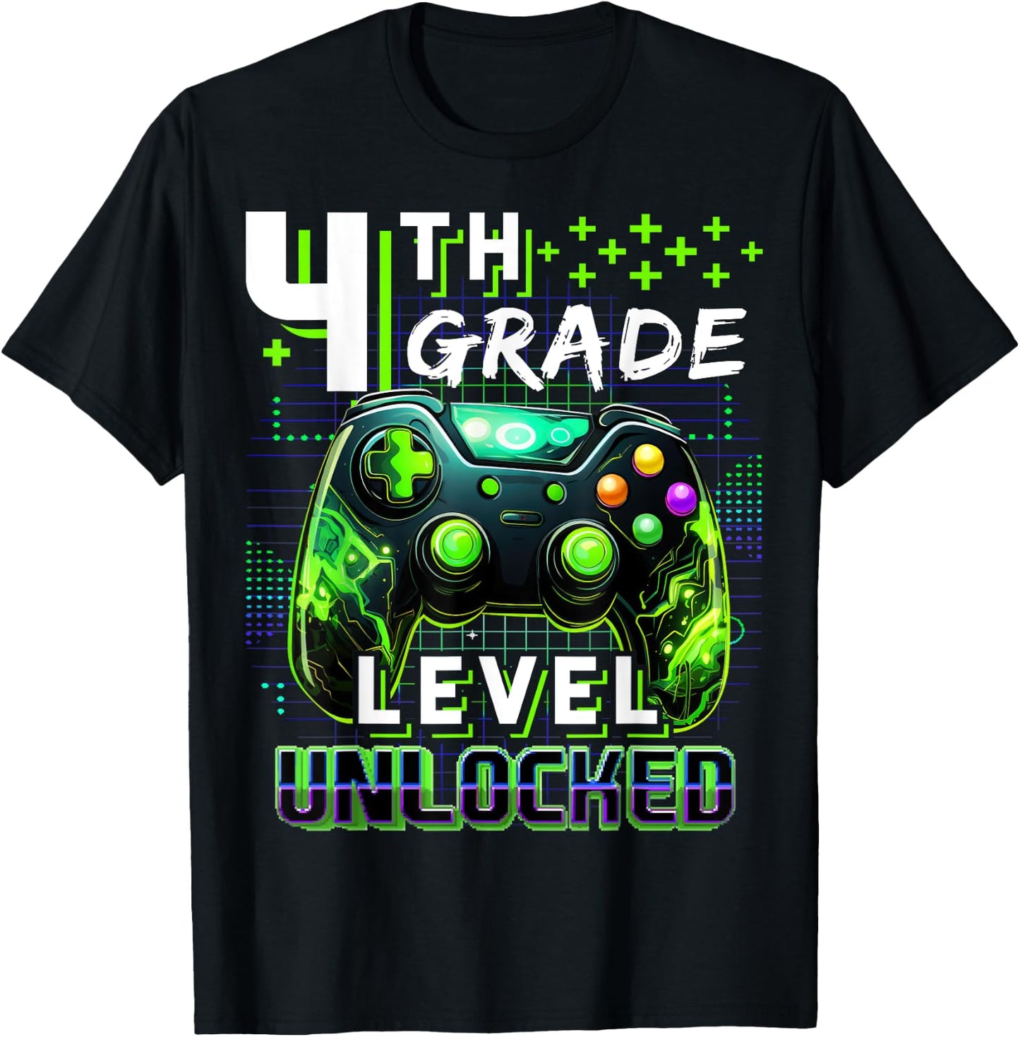 Back to School 4th Grade Boys Gamer First Day School Level T-Shirt - T-Shirt | Black