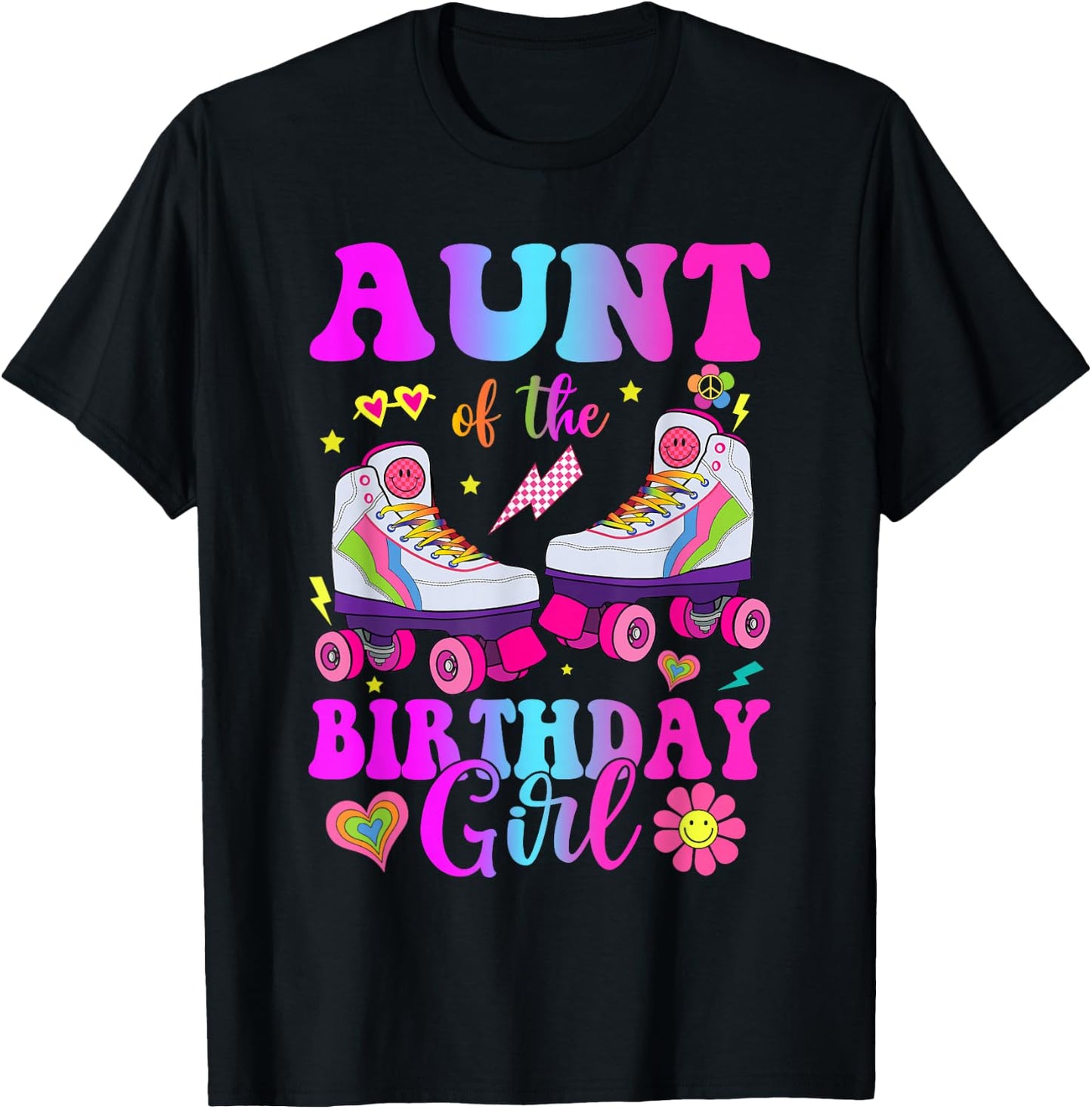 Let's Roll Aunt of the Birthday girl Roller Skate Birthday T-Shirt - T-Shirt | Black