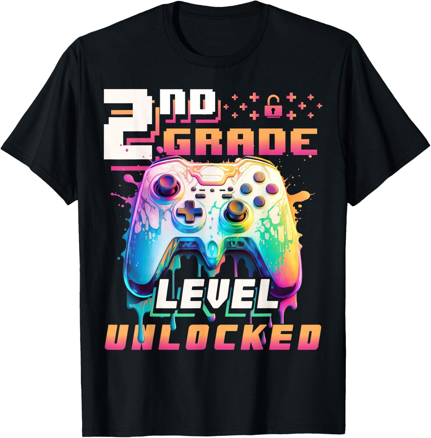 Back to School 2nd Grade Boys Gamer First Day School Level T-Shirt - T-Shirt | Black