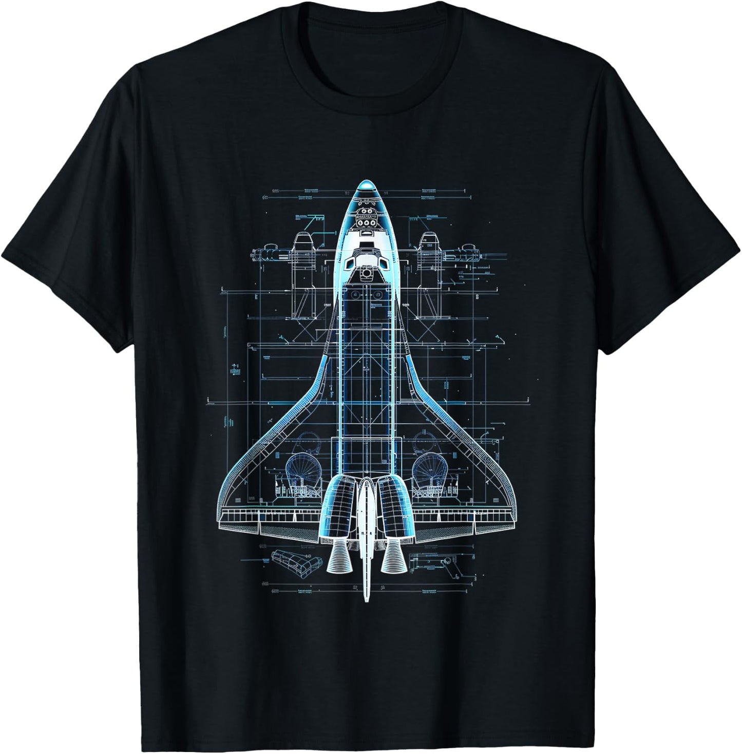 Space Shuttle Blueprint T-Shirt - T-Shirt | Black
