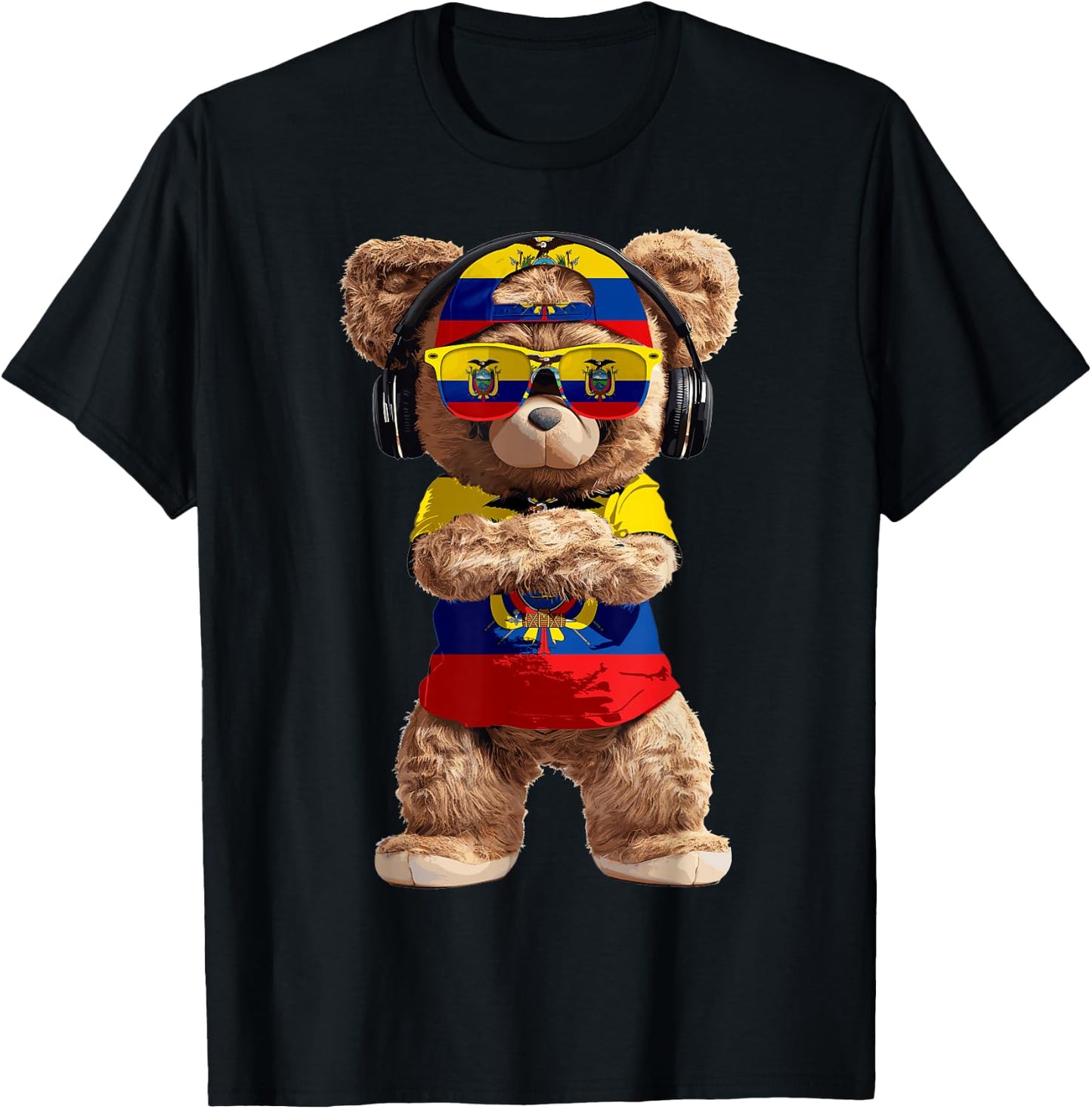 Ecuador Flag Souvenirs Bear Outfit Products Ecuadorian T-Shirt - T-Shirt | Black