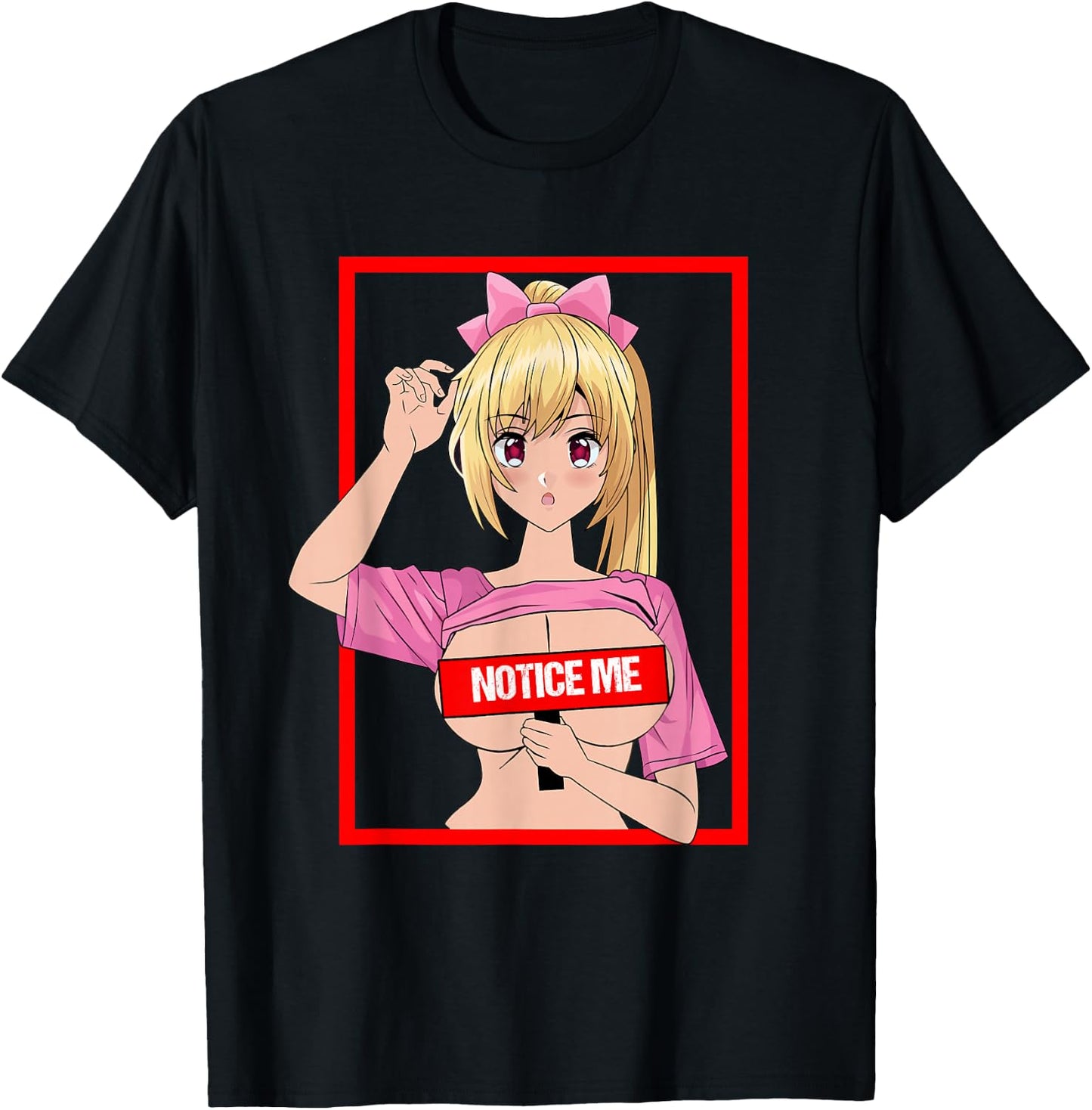 Sexy Big Breasts Cartoon Girl me Noticed Japan Anime T-Shirt - T-Shirt | Black