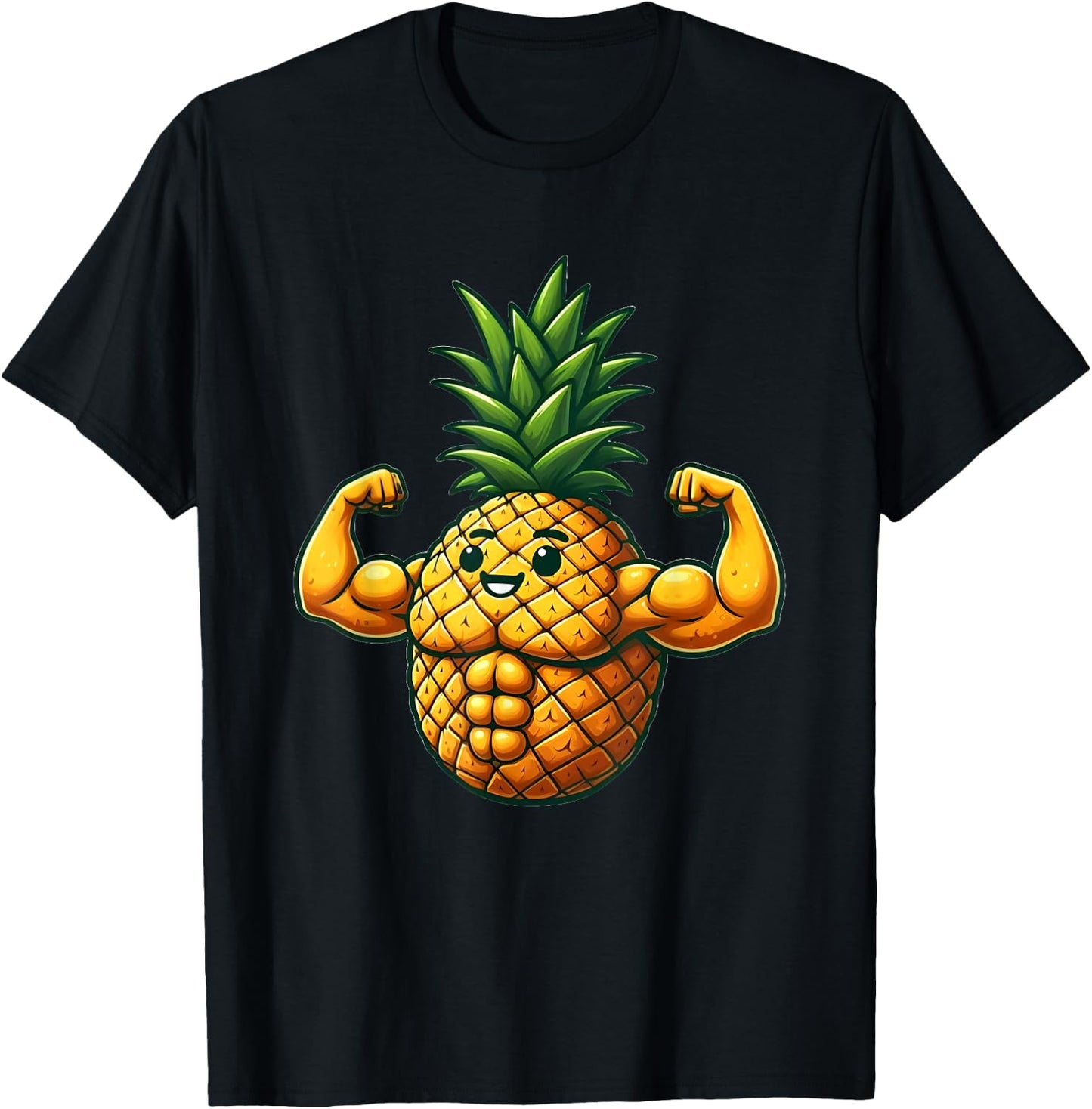 Funny Muscular Pineapple with Abs T-Shirt - T-Shirt | Black