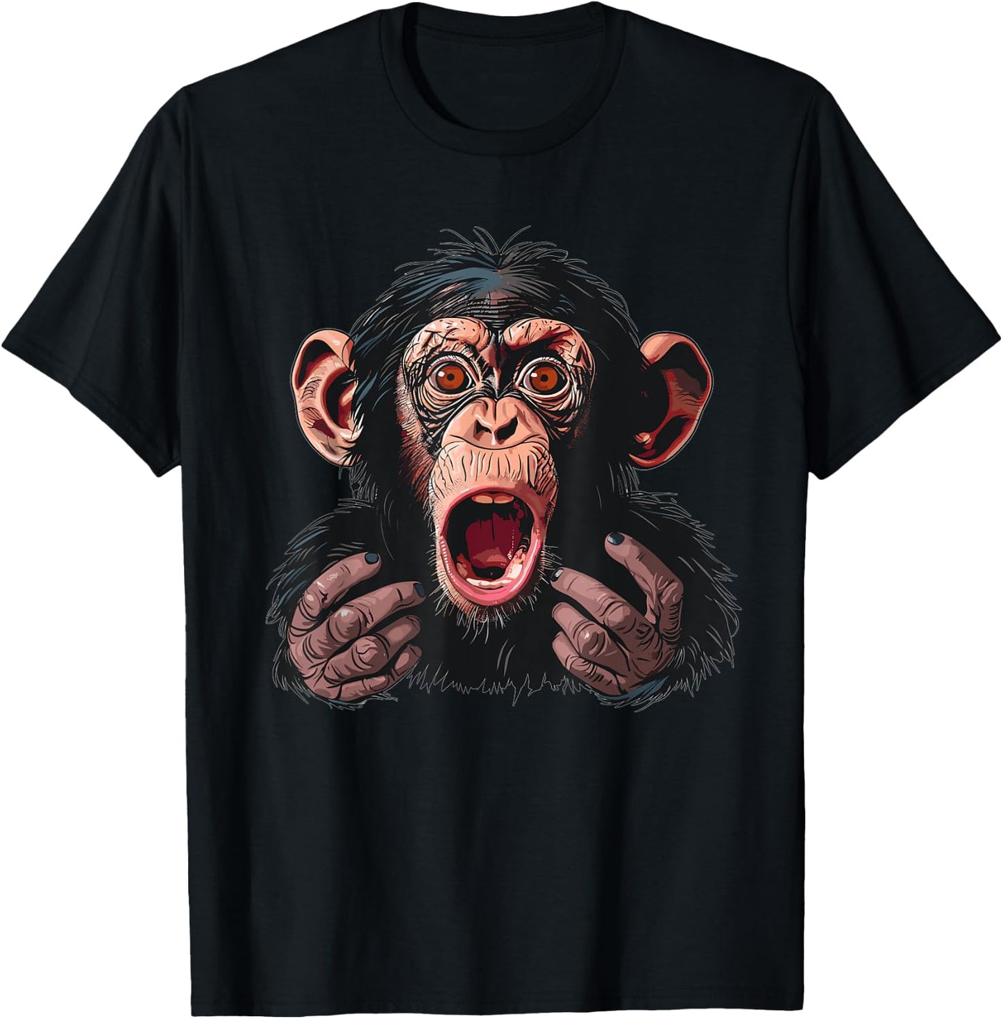 Anxious Monkey I Funny Monkey T-Shirt - T-Shirt | Black