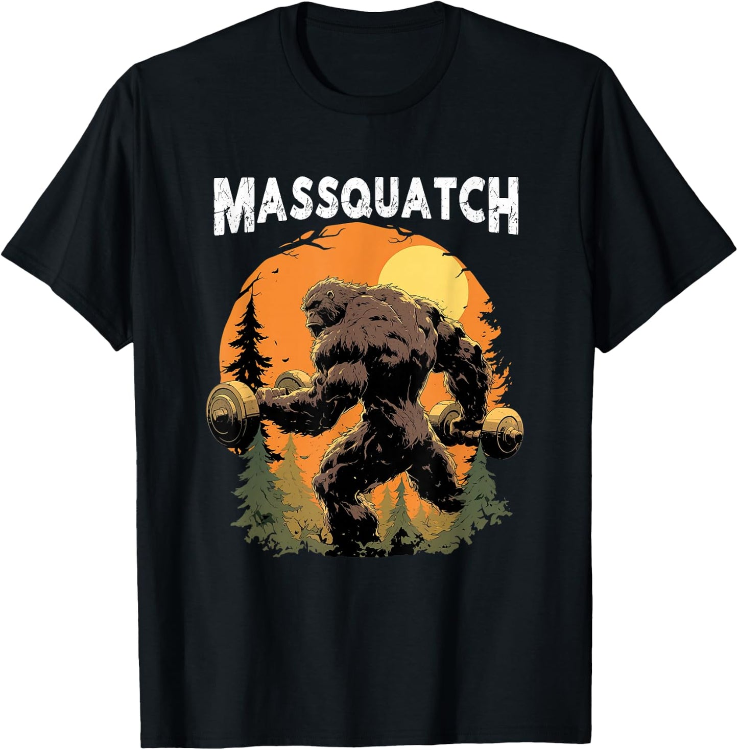 Hairy Animal Workout Merch Bigfoot Massquatch Funny Sasquatch Workout Gym Weightlifter T-Shirt - T-Shirt | Black