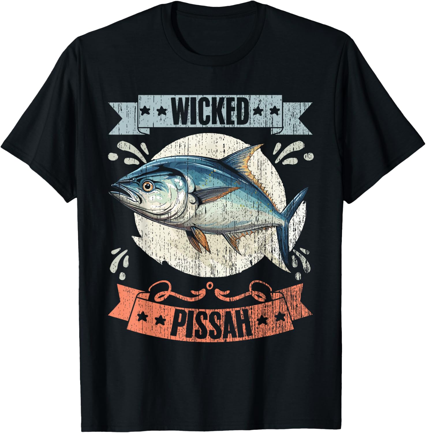 Wicked Pissah Retro Tuna Whisperer Tuna Fisherman Tuna Lover T-Shirt - T-Shirt | Black