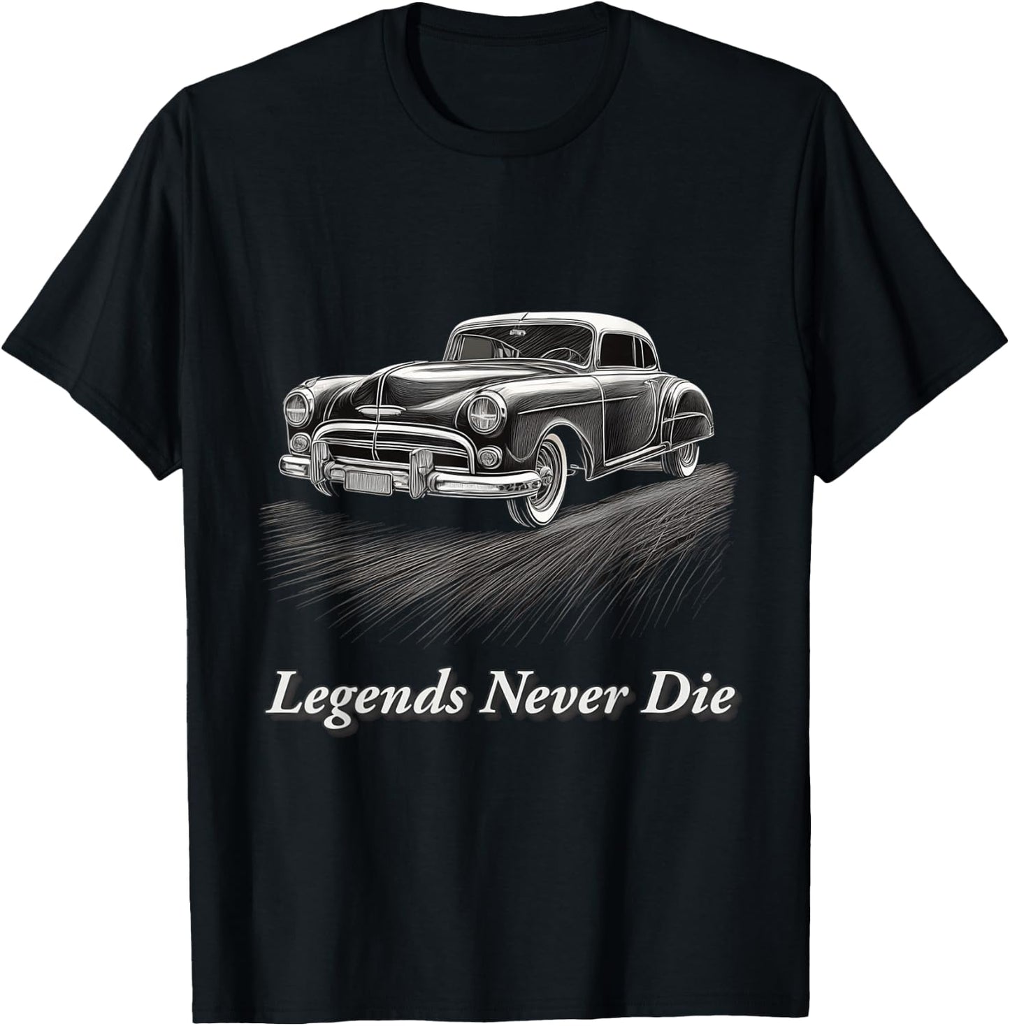 Legends Never Die Vintage Hot Rod Muscle Car Mechanic T-Shirt - T-Shirt | Black