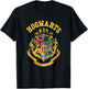 Popfunk Harry Potter Hogwarts Logo - Men's -Adults Black Small Classic Fit Short Sleeve Cotton 65% Polyester 35% T-Shirt - T-Shirt | Black