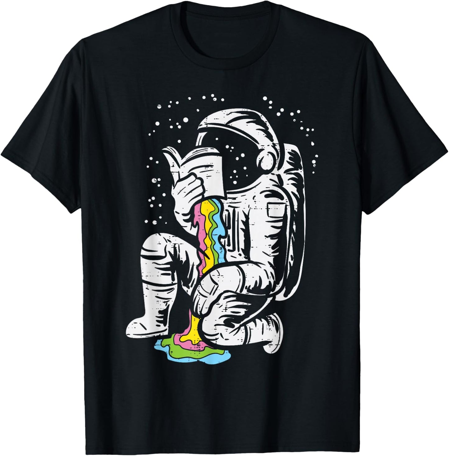 Astronaut Reading Book Space Galaxy Bookworm Men Women Kids T-Shirt - T-Shirt | Black