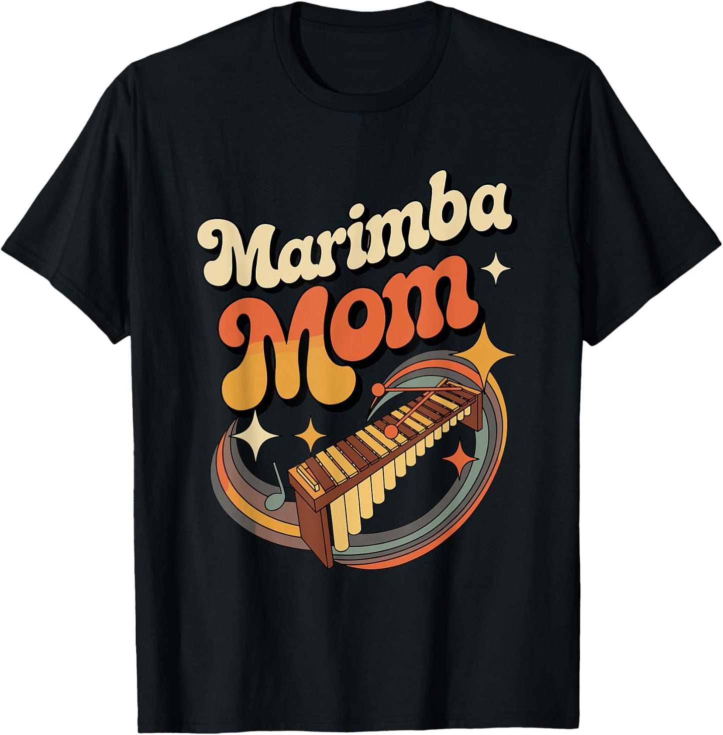 Marimba Mom Retro Percussion Band Music T-Shirt - T-Shirt | Black