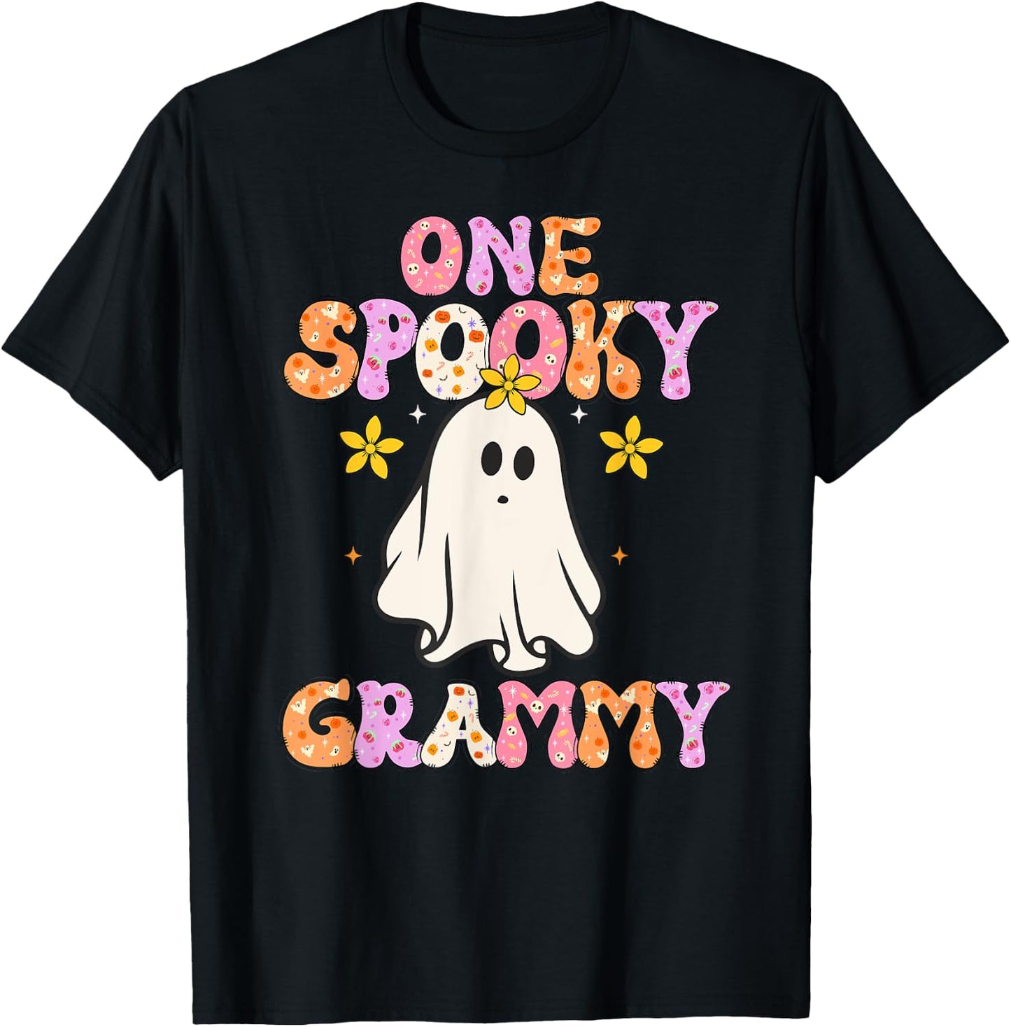One Spooky Grammy Halloween Grandma Groovy T-Shirt - T-Shirt | Black