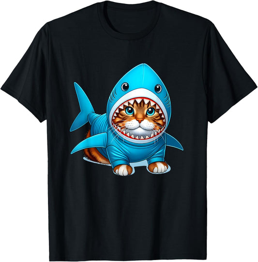Cat in Shark Costume Women Kids T-Shirt - T-Shirt | Black