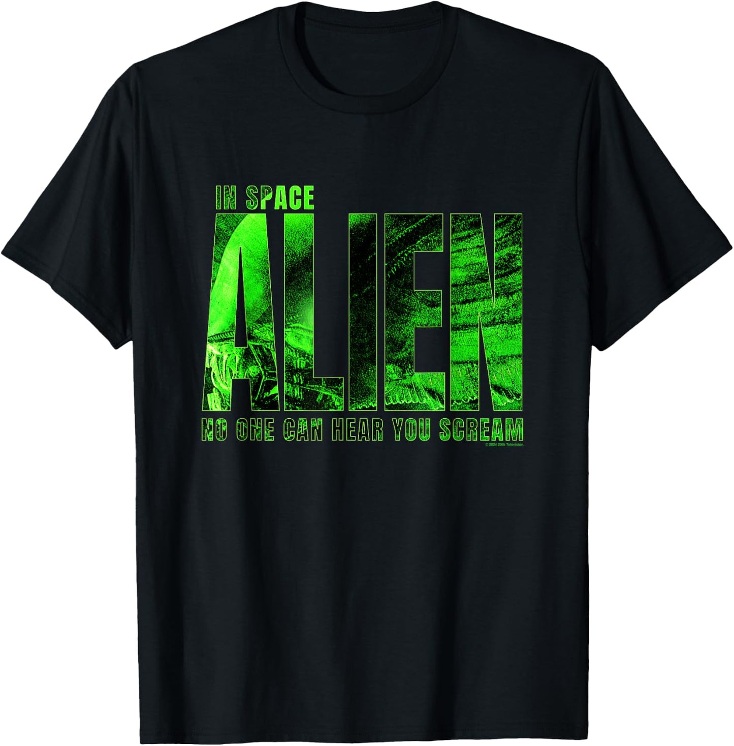 Aliens In Space No One Can Hear You Scream Chest Text Logo T-Shirt - T-Shirt | Black