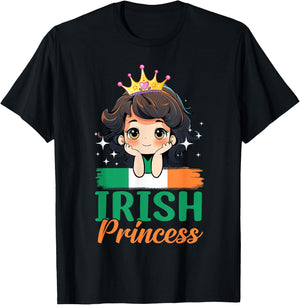 Irish Princess Ireland Girl Cute Irish Flag T-Shirt - T-Shirt | Black