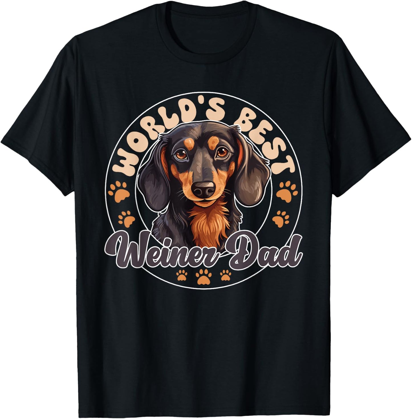 Dachshund Dog World's Best Weiner Dad Men Women Girls Kids T-Shirt - T-Shirt | Black