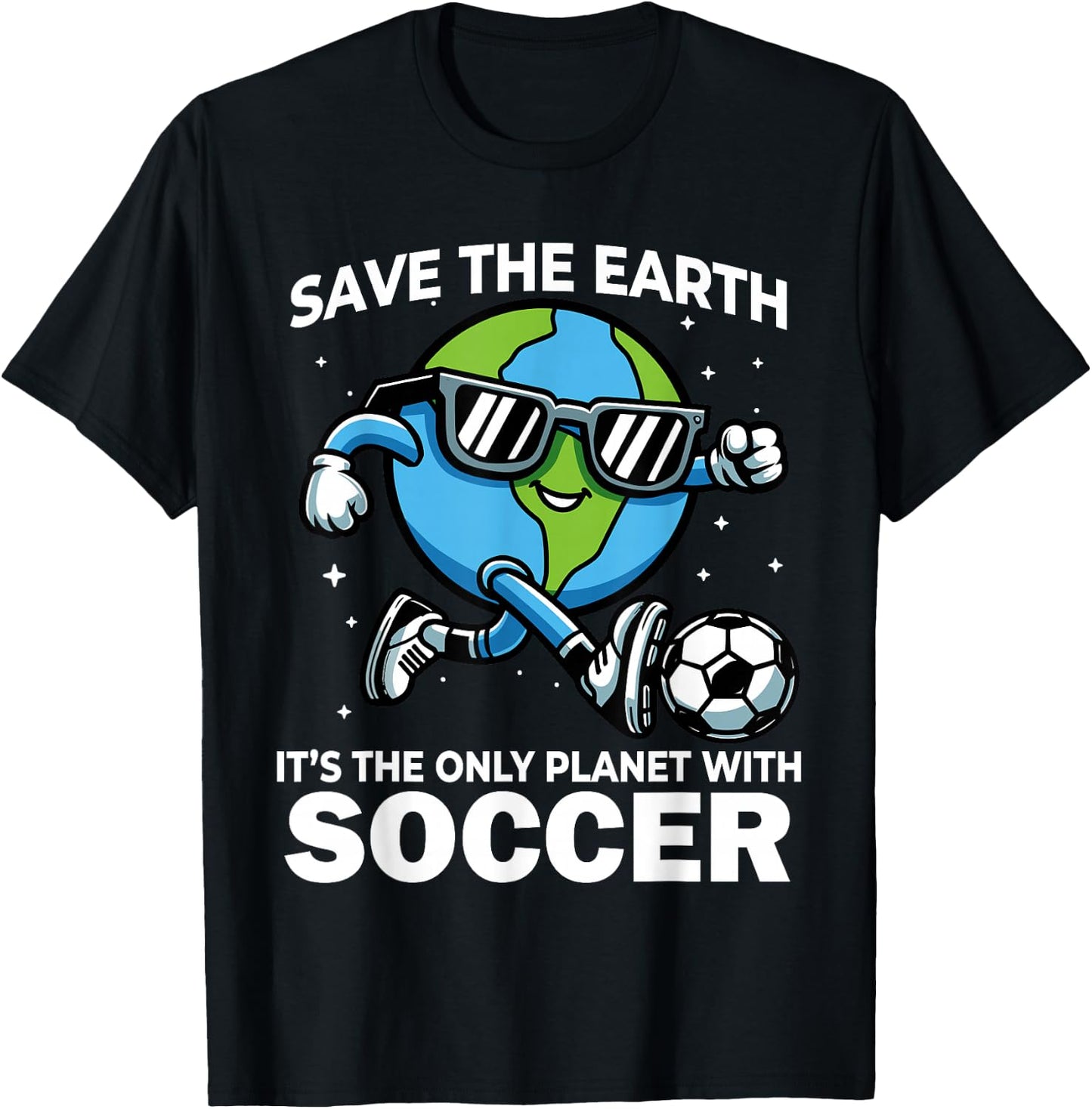 Save Earth Soccer Design - Funny Earth Day T-Shirt - T-Shirt | Black