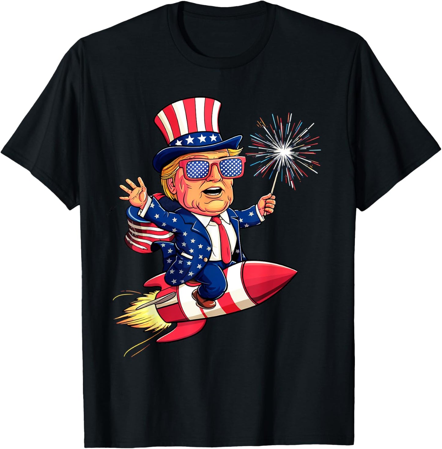Donald TRUMP 2024 Happy 4th Of July Trump American Flag Women Men T-Shirt - T-Shirt | Black