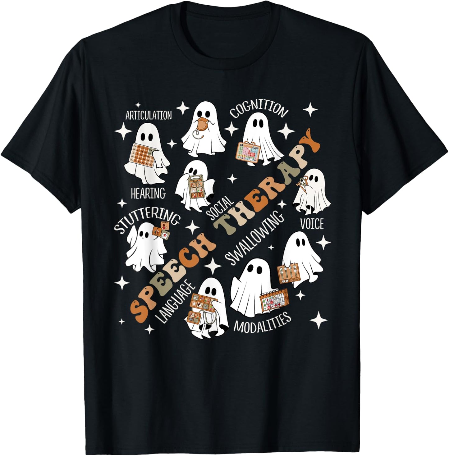 Speech Therapy Halloween Shirt SLP Halloween Spooky T-Shirt - T-Shirt | Black