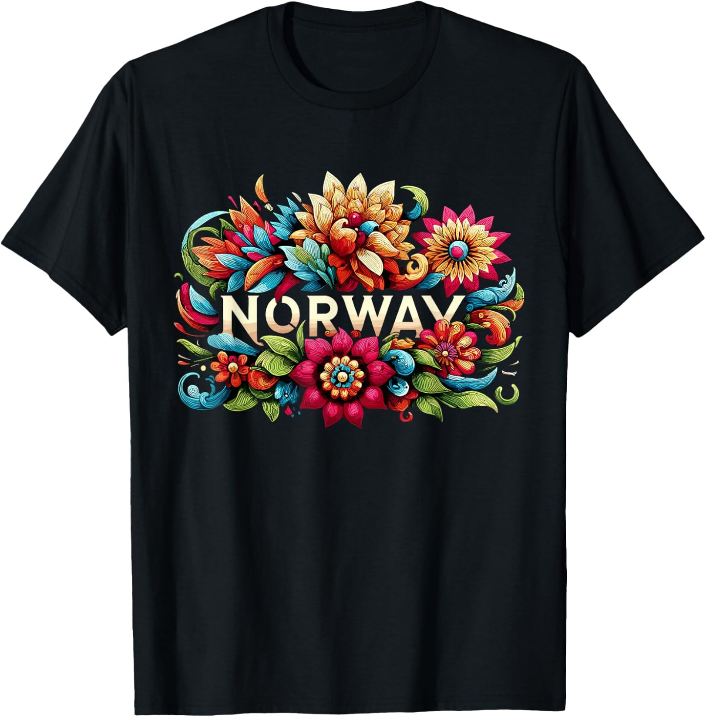 Flowers of Norway Norwegian T-Shirt - T-Shirt | Black