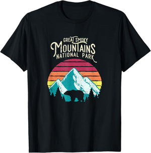 Vintage Great Smoky Mountains National Park Bear T Shirt T-Shirt - T-Shirt | Black