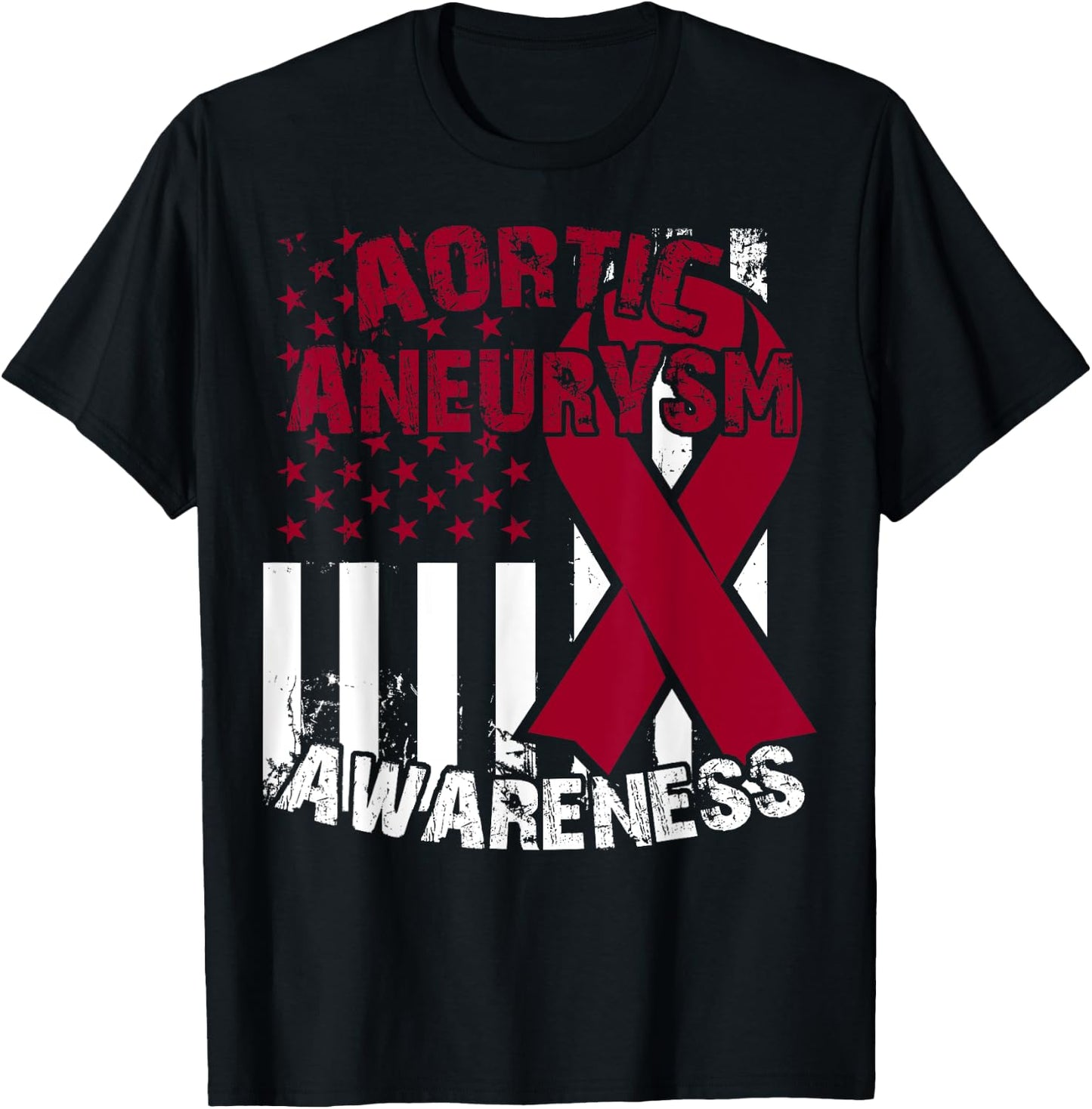 Burgundy Awareness Ribbon - Aortic Aneurysm T Shirt T-Shirt - T-Shirt | Black