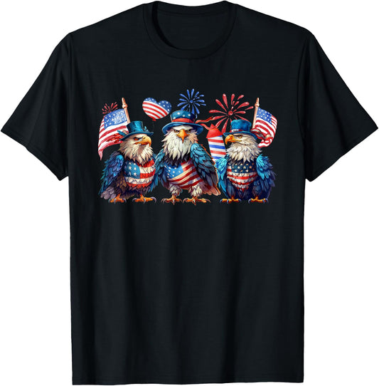 Funny 4th Of July Eagle Patriotic USA American Flag T-Shirt - T-Shirt | Black