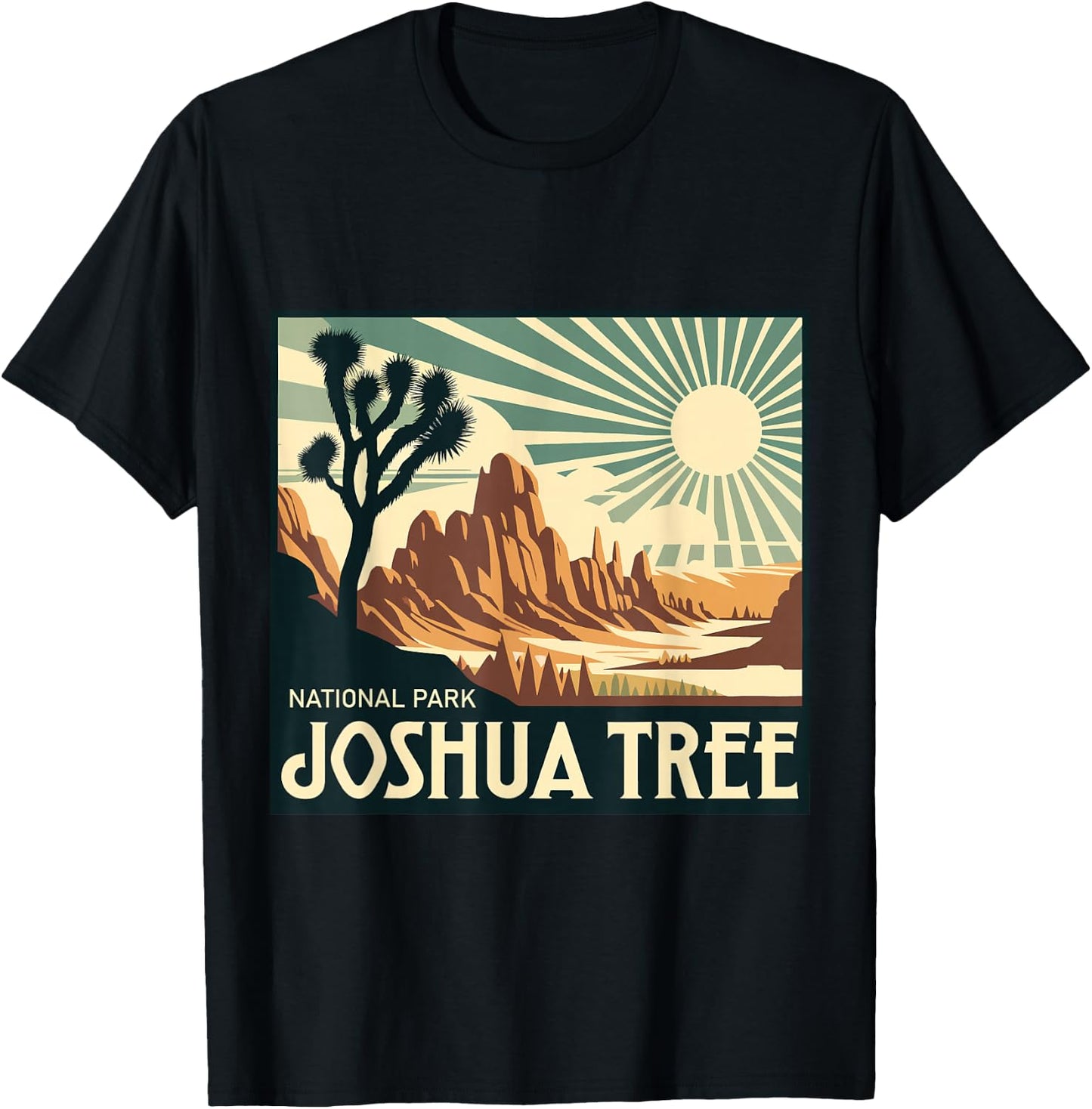 Joshua Tree National Park Vintage Hiking Camping Outdoor T-Shirt - T-Shirt | Black