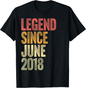 8 Year Old Legend Since June 2018 Retro 8th Birthday T-Shirt - T-Shirt | Black