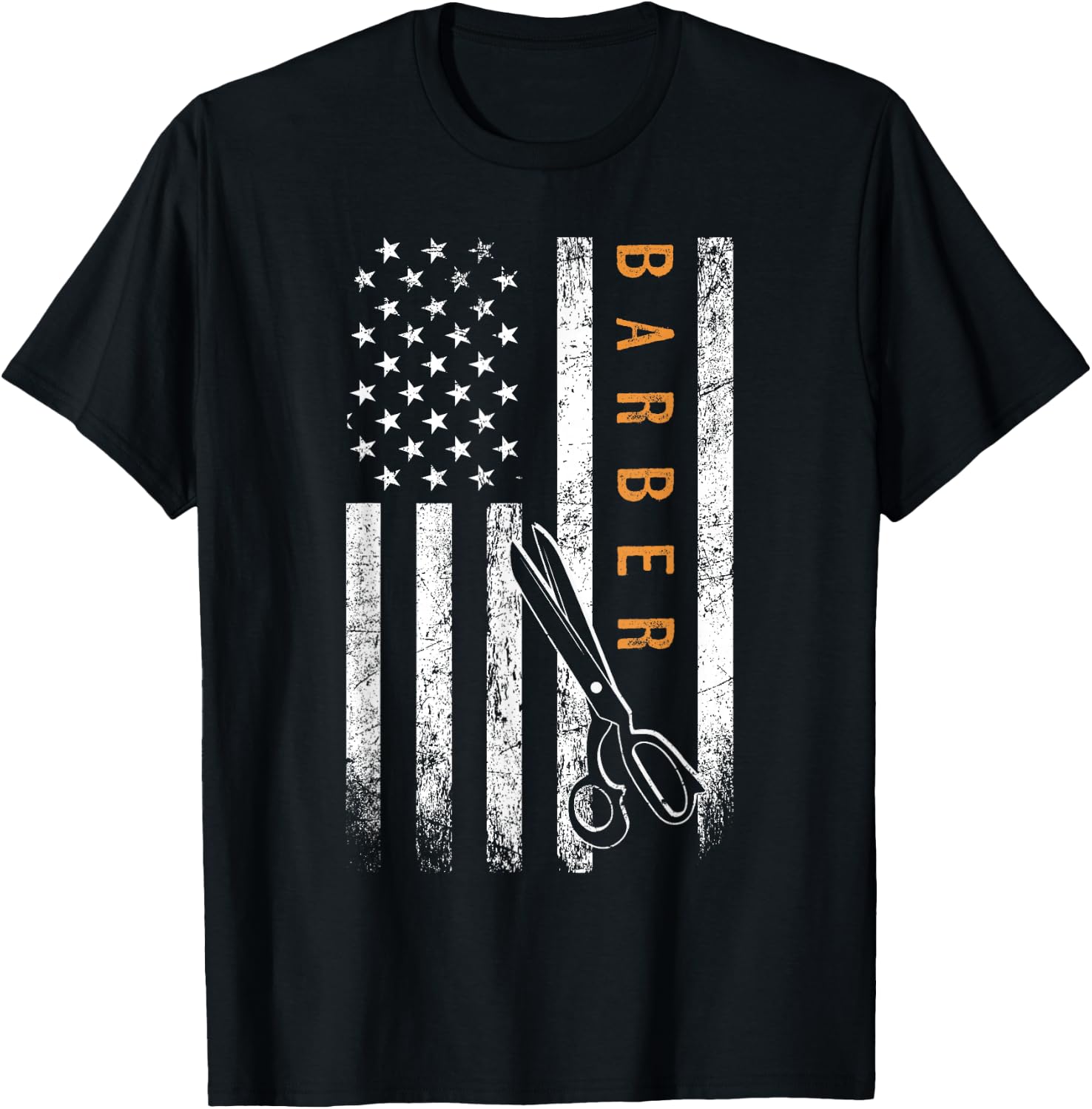 Barber American Flag Design Barbershop T-Shirt - T-Shirt | Black