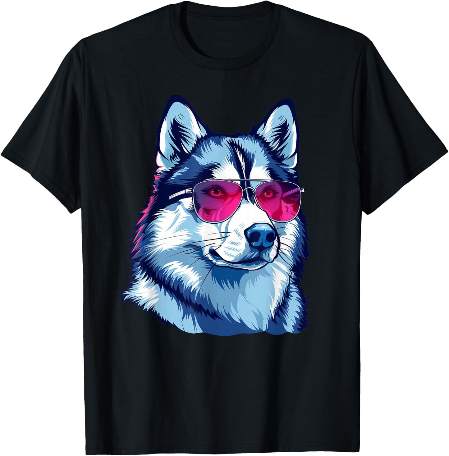 Siberian Husky Dog Sunglasses T-Shirt - T-Shirt | Black